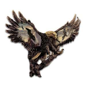  Cold Cast Bronze Bald Eagle Wall Sculpture Gleaming 