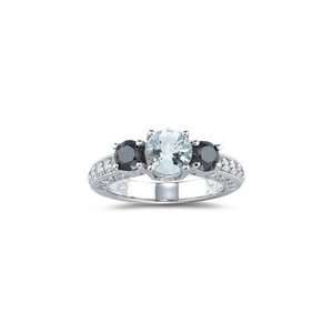  1.36 Cts Black & 1.14 Cts Sky Blue Topaz Ring in 14K White 