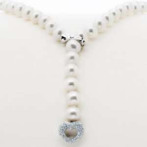   Cultured Freshwater Pearl Lariat Necklace With 14kt Gold Heart Clasp