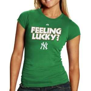   Yankees Ladies Kelly Green Feeling Lucky T shirt