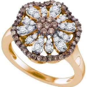   73ct Brown Diamond Flower Engagement Wedding Bridal Set Ring Jewelry
