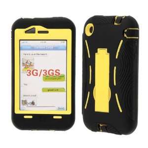 Premium   Apple iPhone 3G / 3GS   Black Silicone Skin on Solid Yellow 