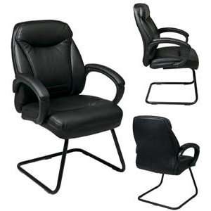  Black Faux Leather Visitors Chair with Padded Arms: Health 