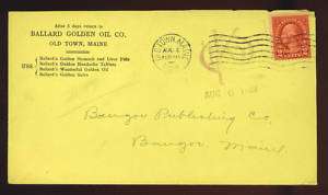 OLD TOWN, ME ~ GOLDEN OIL CO. PATENT MEDICINE AD COVER  