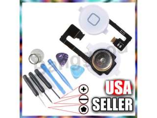   Flex Cable + White Key Cap assembly For iPhone 4 4G +Free Tools  