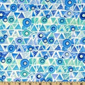  44 Wide Whimsyland Buttons Blue/Green Fabric By The Yard 