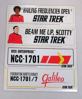 Vintage Set of 4 Classic Star Trek Bumper Sticker NEW  