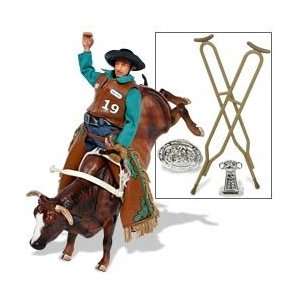  PBR Classic Action Bull and Rider Figure   Brown Brahma Bull 