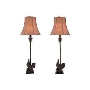  Set of 2 24 Rooster Buffet Lamps by Valerie