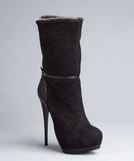 Giuseppe Zanotti black suede Eva shearling lined platform boots