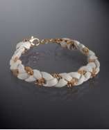 style #305925101 white leather and crystal braided bracelet
