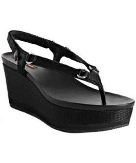 Prada black grosgrain platform thong sandals  