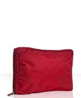 Prada dark red vela nylon laptop case   
