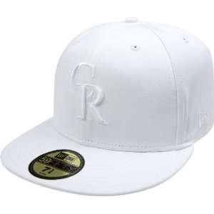  MLB Colorado Rockies White on White 59FIFTY Fitted Cap 