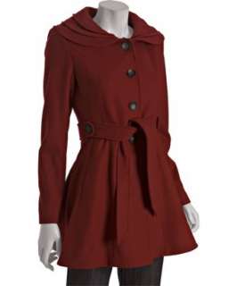 Laundry by Shelli Segal deep red wool layered collar Dahlia belted 