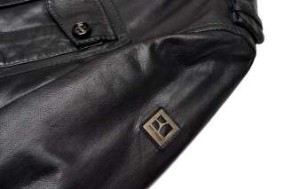 HUGO BOSS Mens Black Military Style Leather Jacket Coat Veste 44R 54 