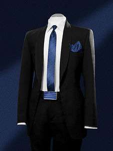 LARR BRIO Rockstar Formalwear BLUE VELVET Long Euro Tuxedo Tie 