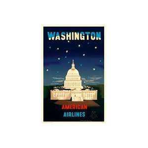   Washington DC Retro Travel Poster in Plastic Cover
