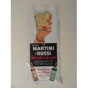 Martin & Rossi. 1956 print advertisement.(glass drink in womans hand 