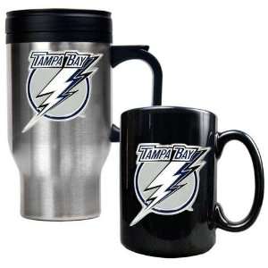 Tampa Bay Lightning NHL Stainless Steel Travel Mug & Black Ceramic Mug 