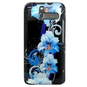 com Snap on Hard Plastic BLACK With BLUE FLOWERS Design Cover Sleeve 
