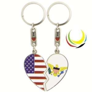  Keychain USA & VIRGIN ISLAND HEART 