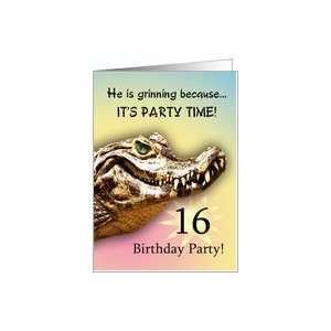   16 Party Invitiation. A big alligator smile for you Card: Toys & Games