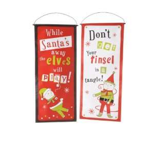   Humorous Whimsical Christmas Elf Hanging Banners 39