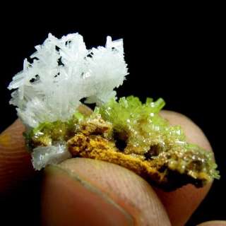   crystal formation with green pyromorphite it has pure white color