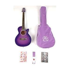  SX FG1K CPP Purple Acoustic Guitar Package w/Carry Bag 