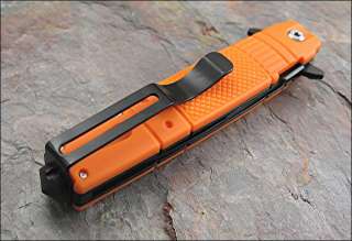 MTech Checkered BLAZE Orange Composition Handles EMT Linerlock Knife 