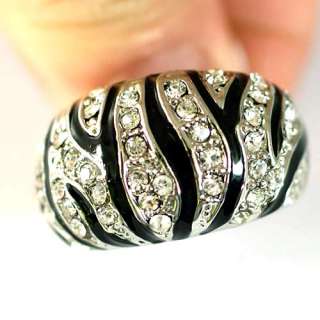 r8838 Size 8 14K GP Amazing Black Diamante CZ Cocktail Sphere Ring 
