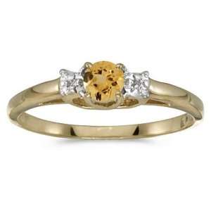   gold November Birthstone Round Citrine And Diamond Ring Jewelry
