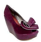 Brand New Makers Rio16 Purple Suede Patent Platform Wedge Open Toe 