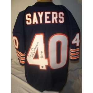 Gale Sayers Autographed/Hand Signed Custom Blue Jersey with HOF 77 