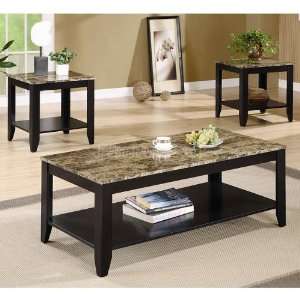  Coaster Furniture Black Faux Marble 3 Piece Occasional 