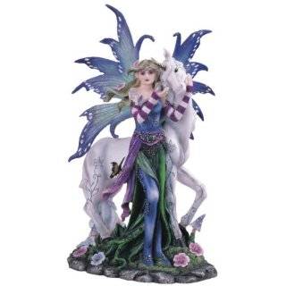 Blue Fairy With Unicorn And Butterfly Collectible Figurine Statue