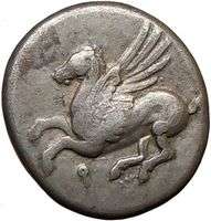 CORINTH Athena Wisdom Chimera Pegusus 400BC Ancient Silver Greek Coin 