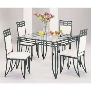   Matrix Metal Square Dining Room Table Chairs Set Furniture & Decor