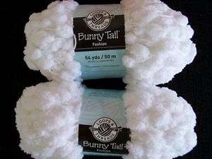 Loops & Threads Bunny Tail pom pom fashion yarn, White, lot of 2 