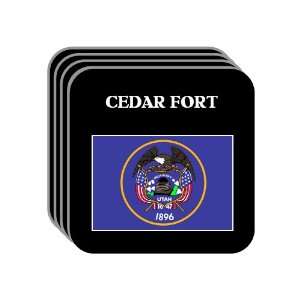US State Flag   CEDAR FORT, Utah (UT) Set of 4 Mini Mousepad Coasters