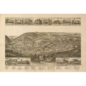  Historic Panoramic Map Harriman, Tenn. 1892. Drawn 