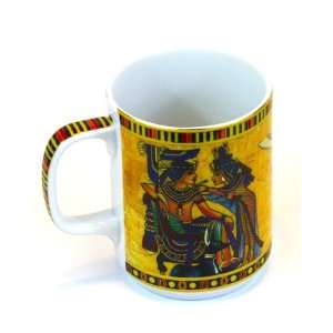 Handcrafted Egyptian Porcelain Mug Hand Painted & Highlighted with 9K 