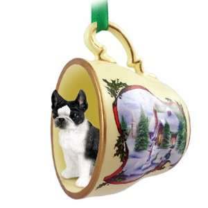  Boston Terrier Dogs in Holiday Scene Teacup Christmas 