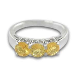  Sterling Silver 3 Stone 1.80CT Citrine Ring Jewelry