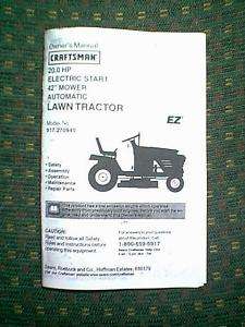 CRAFTSMAN TRACTOR 20HP 42 AUTO 917270940 0WNERS MANUAL  