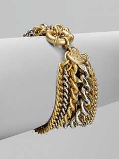 Giles & Brother   Two Tone Multi Row Chain Link Bracelet