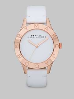 Marc by Marc Jacobs   Rose Goldtone Ion Plated Logo Matte Leather 