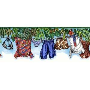  Tropical Clothesline Wallpaper Border in MyPad