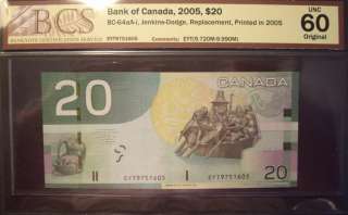 Canada BC 64aA i $20 Replacement Note EYT9751605   BCS Unc60  